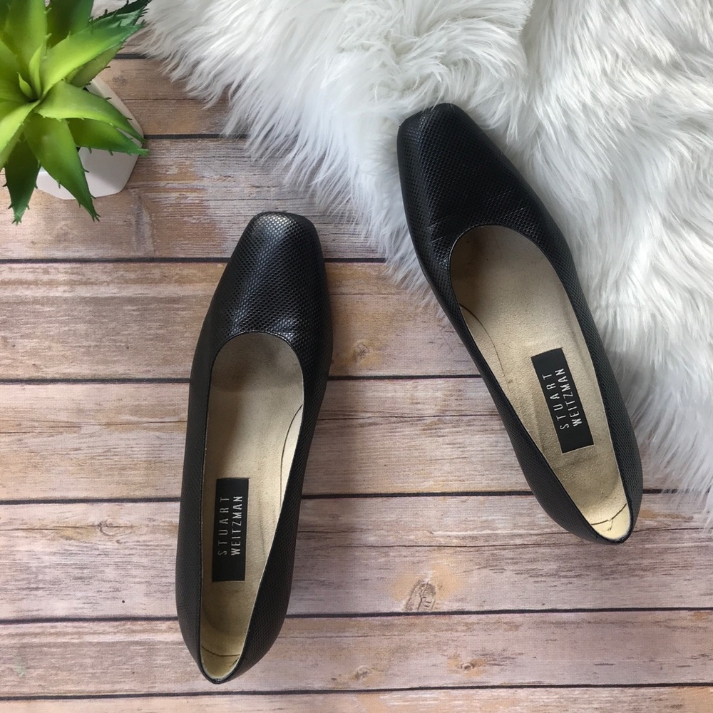 Stuart Weitzman Black Textured Block Heel Pumps 9 - image 1